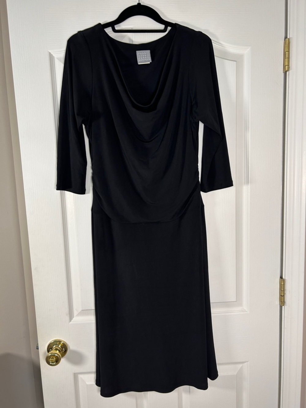 Rabbit Rabbit Rabbit Black Draped Cowl Neck Midi Dress size 16